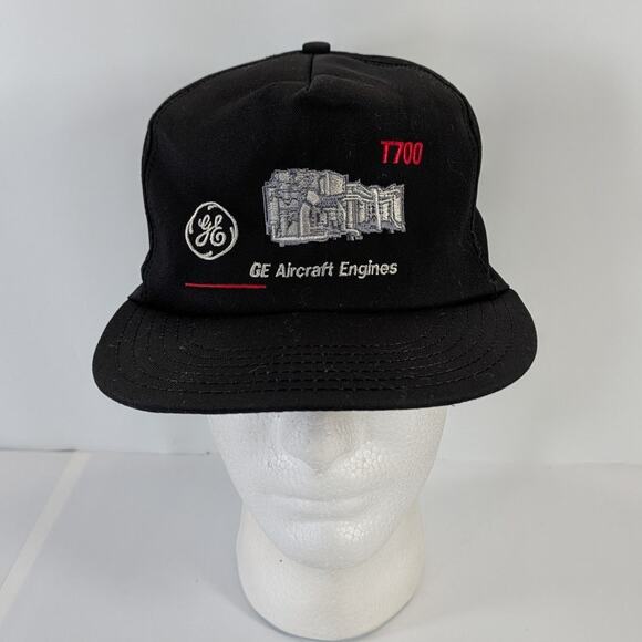 VTG GE T700 Aircraft Engines Trucker Snapback Cap Hat Black P Brand USA - Picture 3 of 9